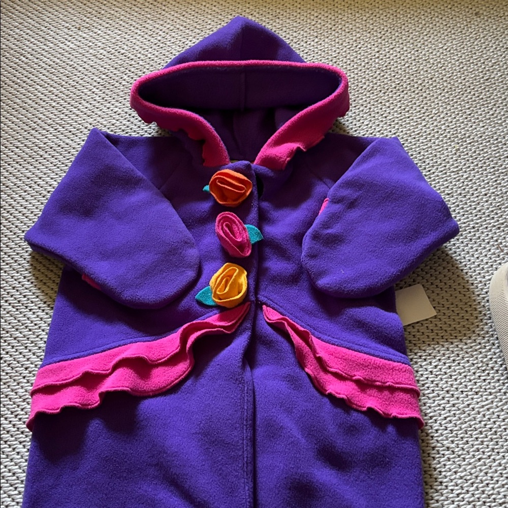 One piece fleece infant girls size 6-9 months Penelope Mack Velcro long sleeves